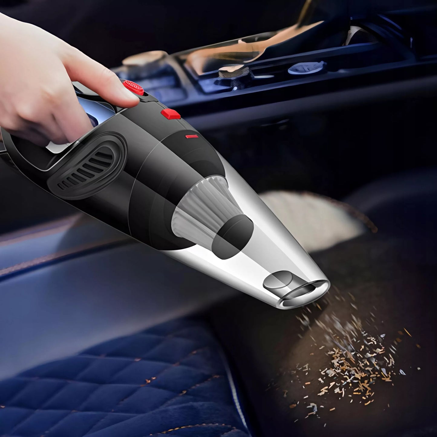 RETOO galingas rankinis automobilinis dulkių siurblys 120W 12V + antgalių rinkinys