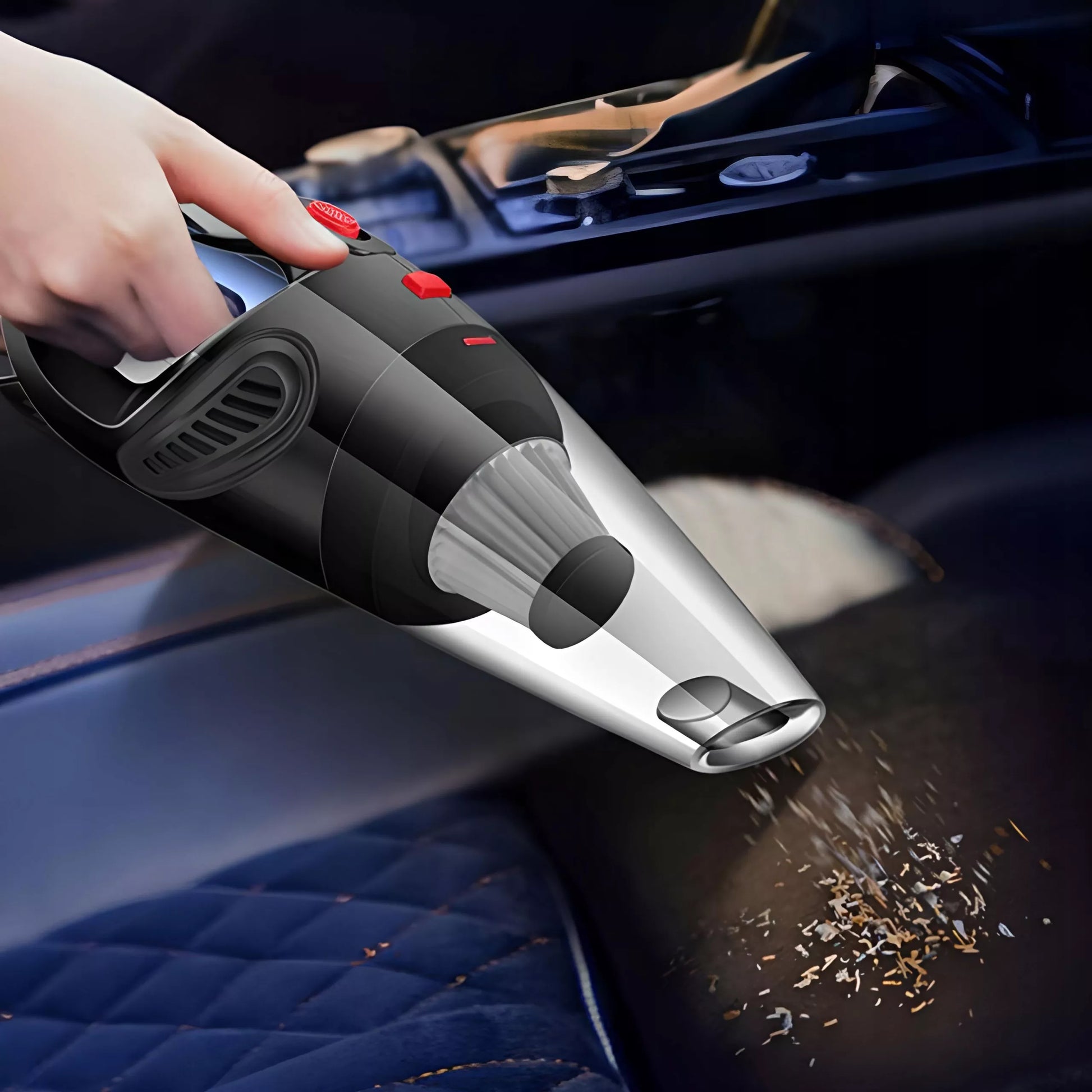 RETOO galingas rankinis automobilinis dulkių siurblys 120W 12V + antgalių rinkinys