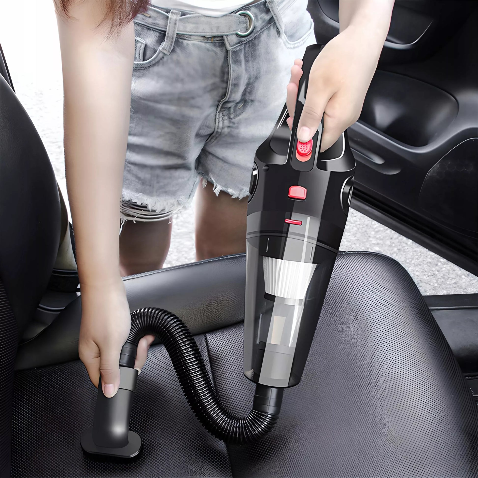RETOO galingas rankinis automobilinis dulkių siurblys 120W 12V + antgalių rinkinys