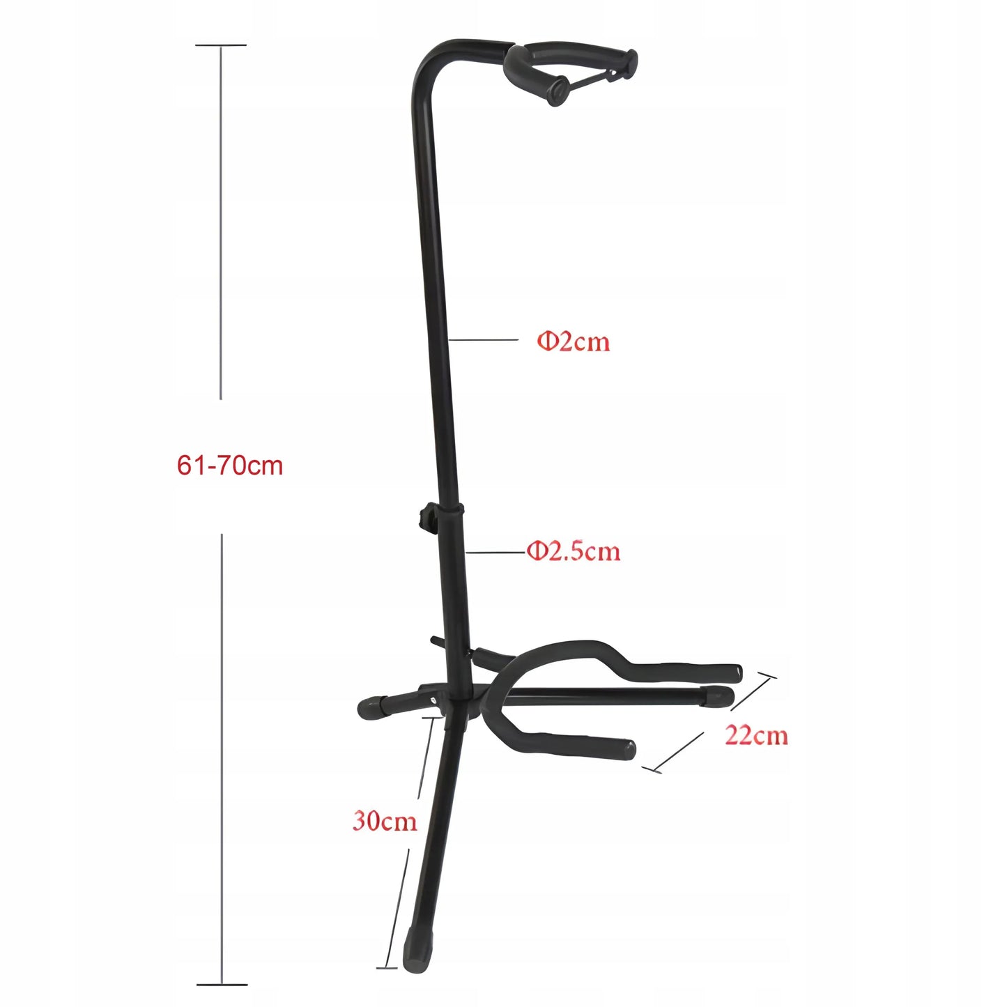 RETOO gitaros stovas su kaklo fiksatoriumi, reguliuojamas, 61–70 cm