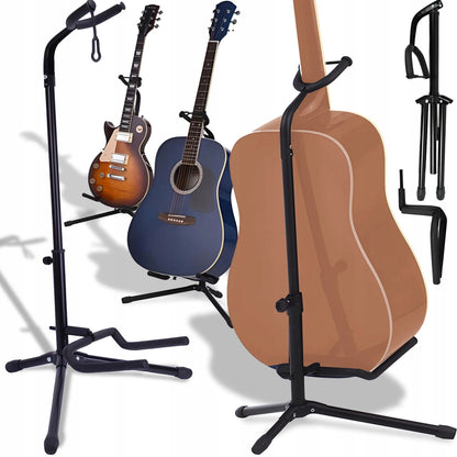 RETOO gitaros stovas su kaklo fiksatoriumi, reguliuojamas, 61–70 cm