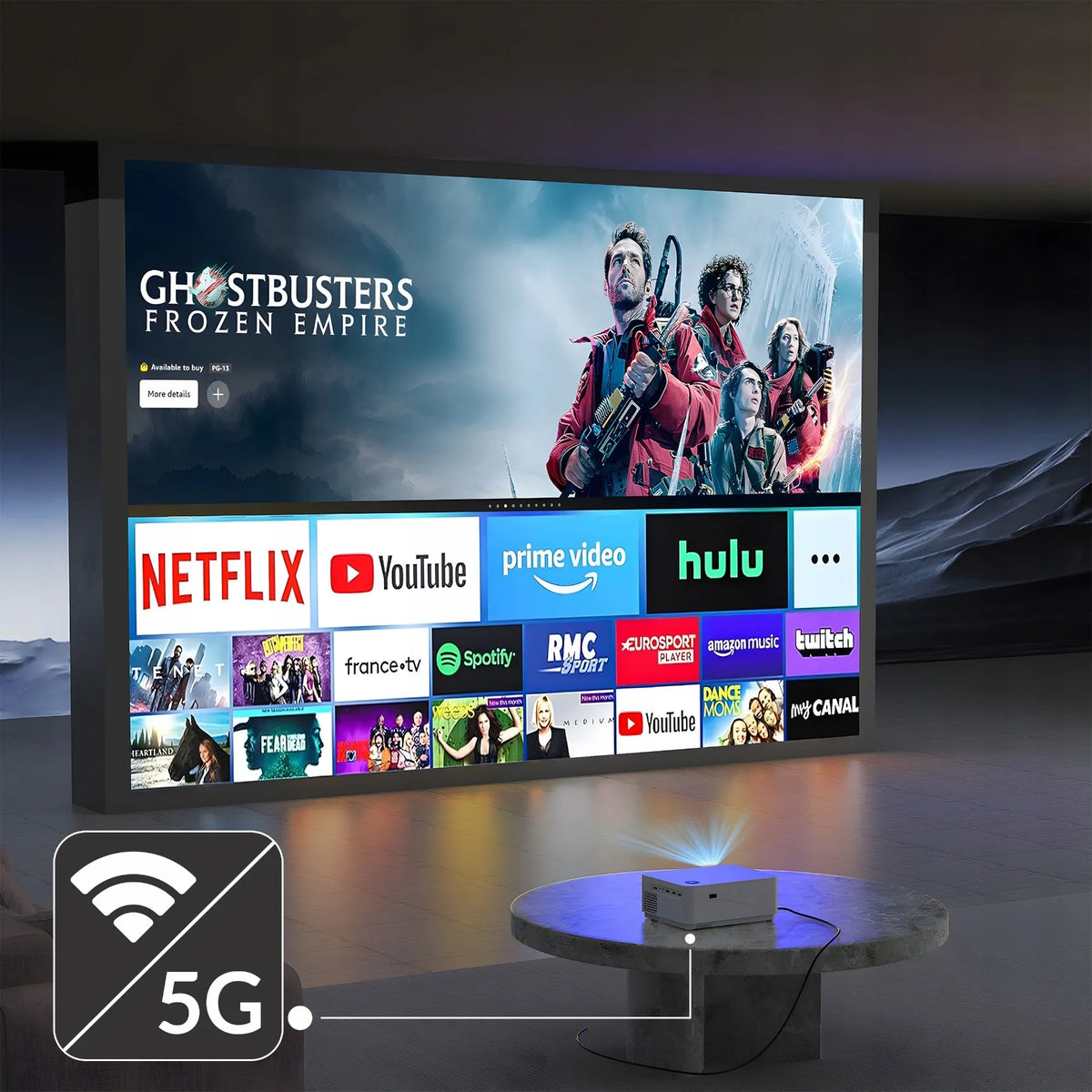 RETOO išmanusis projektorius SMART TV Wi-Fi Full HD 4K 9000 lm LCD LED Bluetooth Android