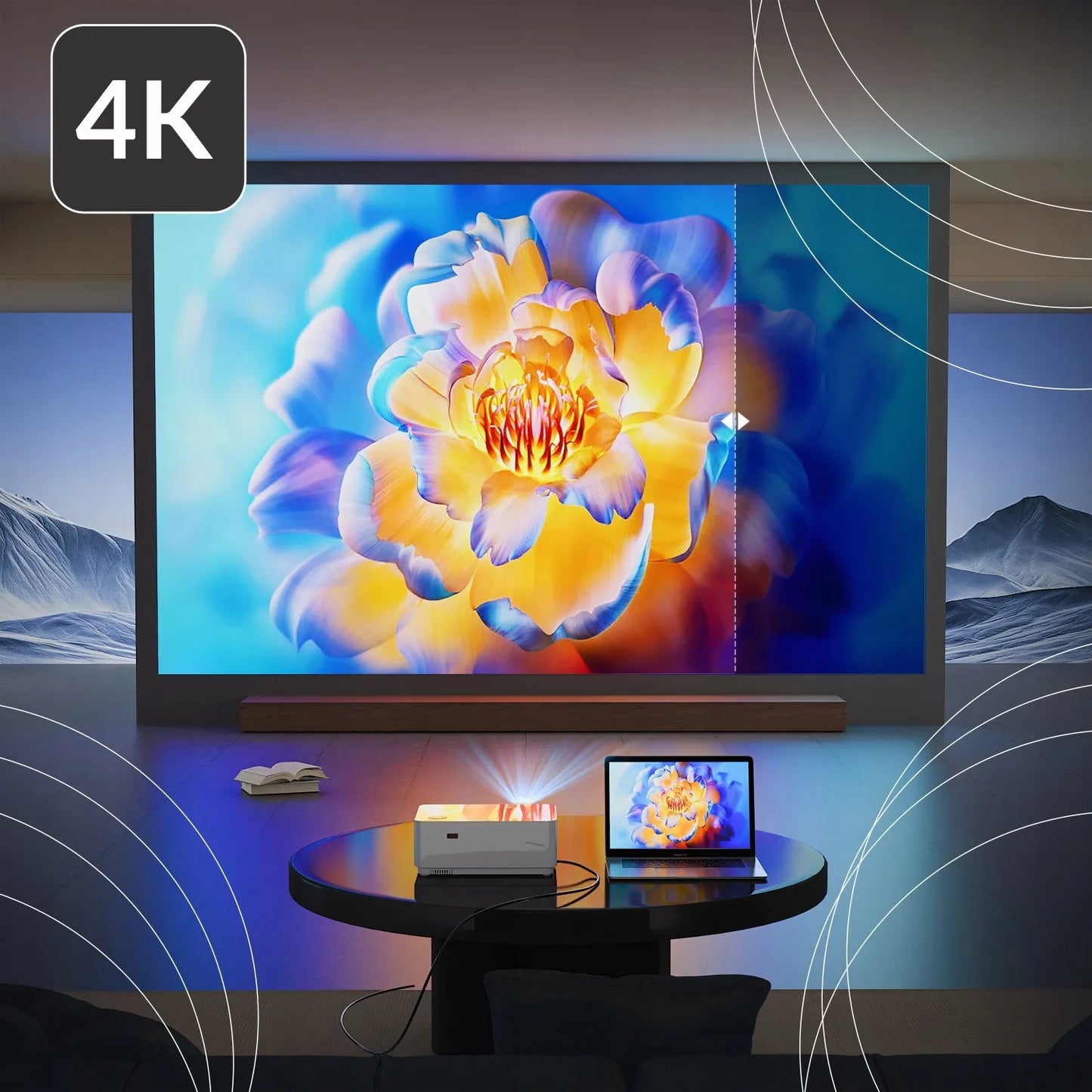 RETOO išmanusis projektorius SMART TV Wi-Fi Full HD 4K 9000 lm LCD LED Bluetooth Android