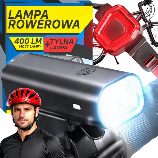 RETOO LED dviračio žibintų komplektas priekiui ir galui, USB, 400 lm, 2000 mAh