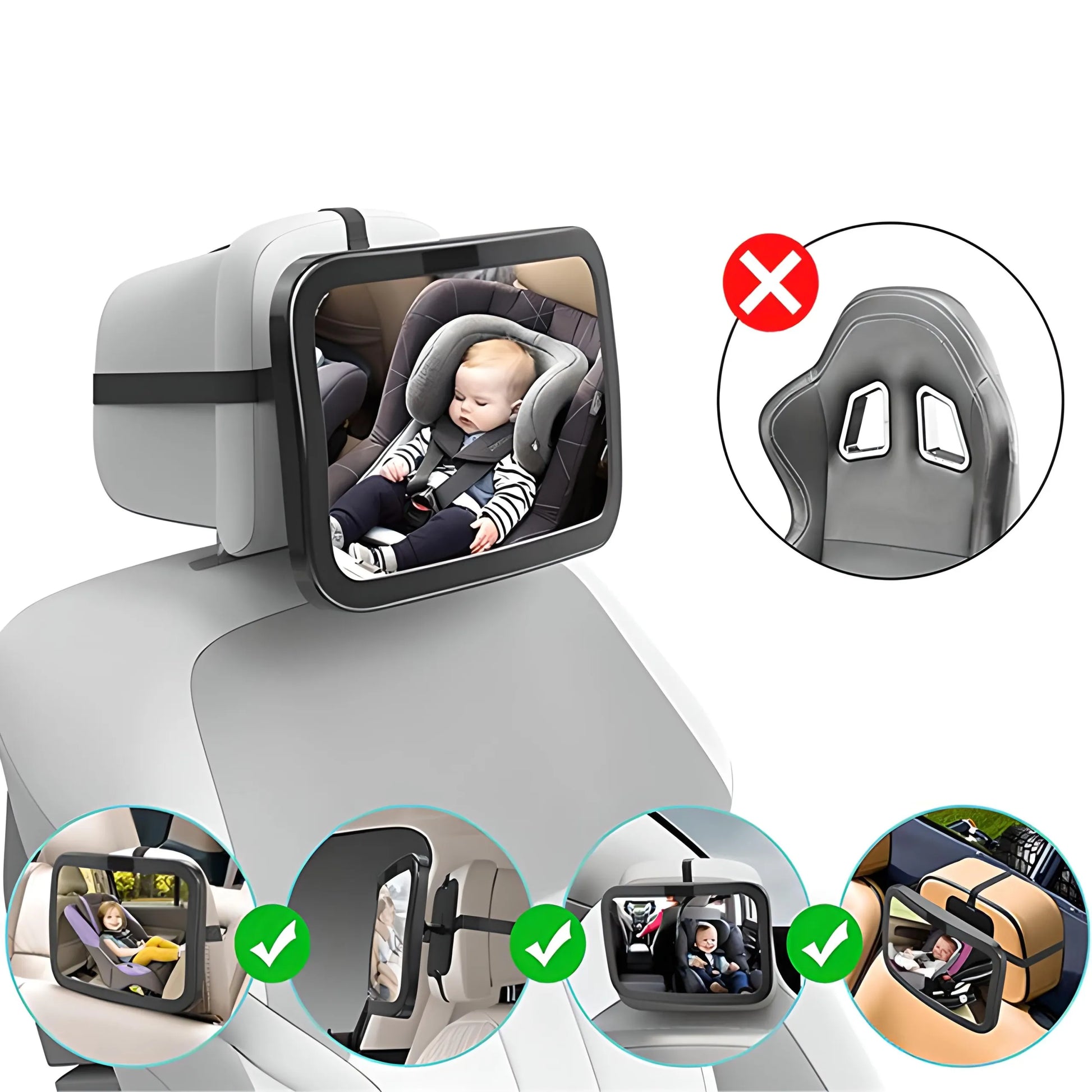 RETOO M021 automobilinis vaiko stebėjimo veidrodėlis su 360° reguliavimu