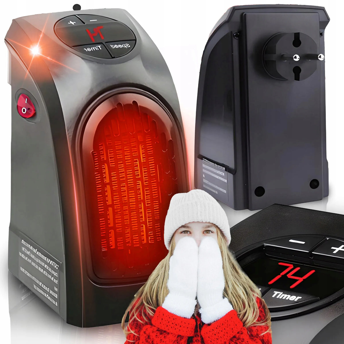 RETOO mini elektrinis sieninis šildytuvas su pulteliu, 400W
