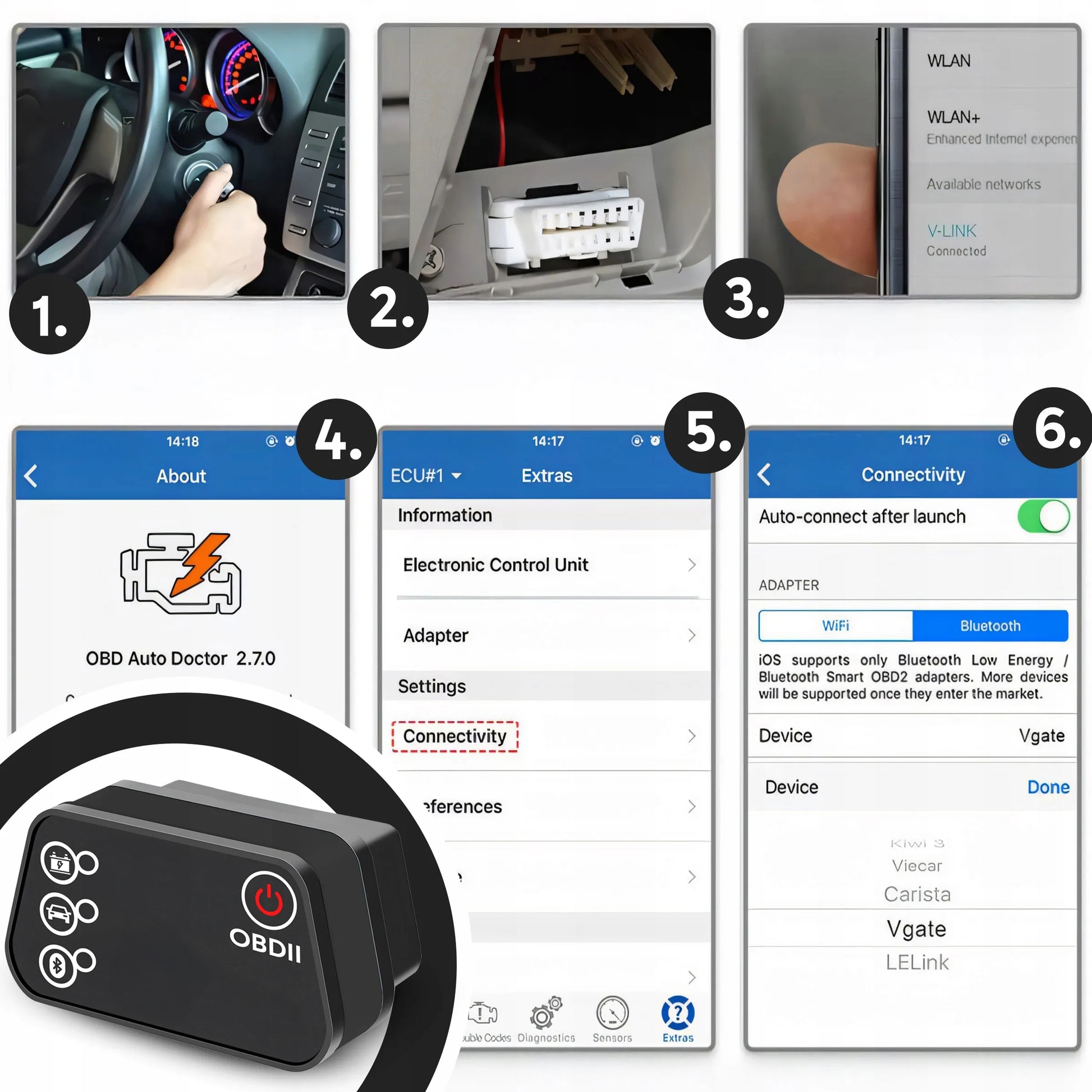 RETOO OBD2 Bluetooth diagnostikos sąsaja, lenkų kalba, klaidų trynimo testeris