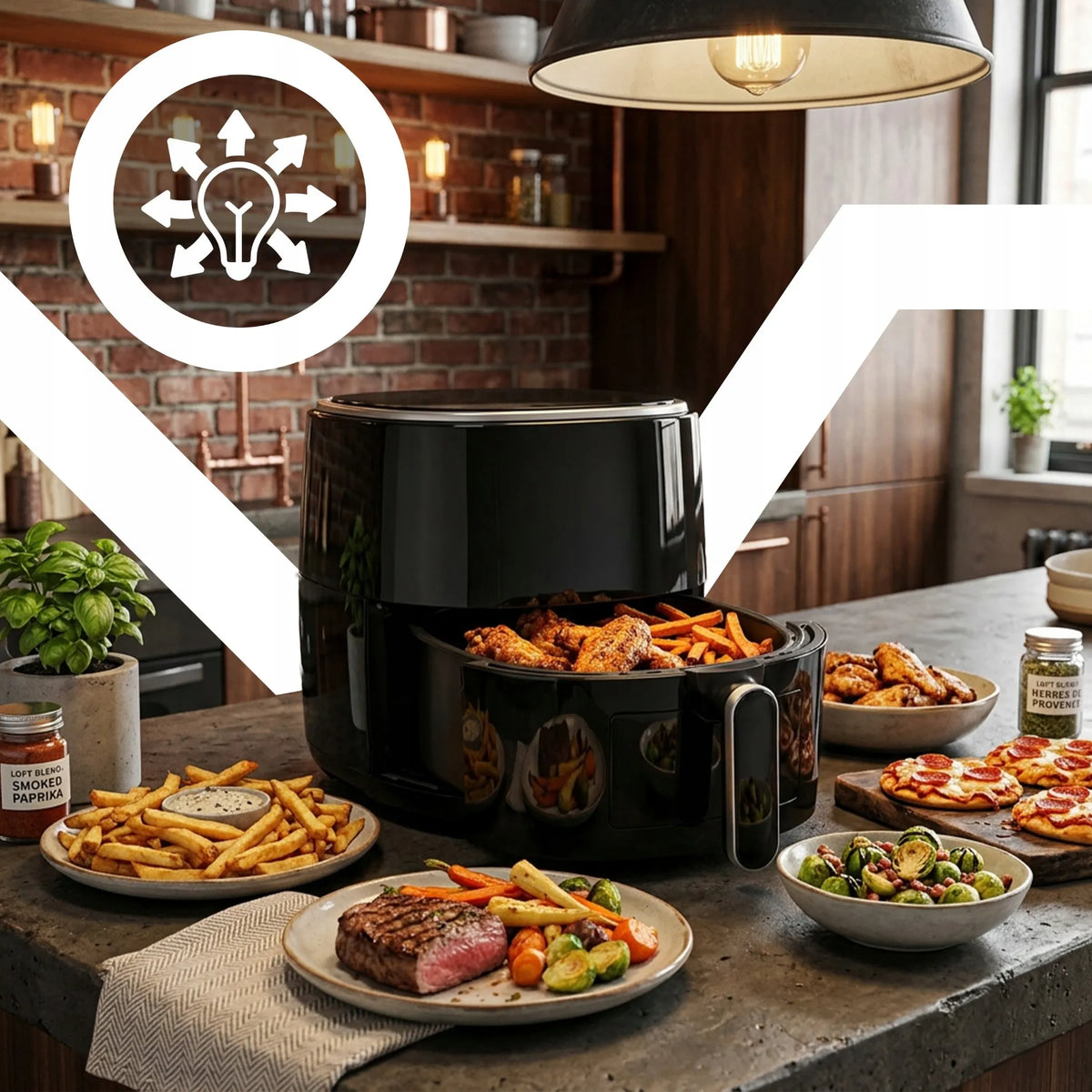 RETOO oro gruzdintuvė AIR FRYER 3,2L orkaitė 1200W 10 režimų