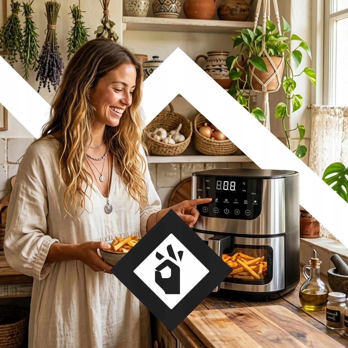 RETOO oro gruzdintuvė AIR FRYER 7L orkaitė 1500W 7 režimai