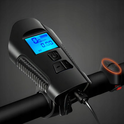 RETOO priekinis LED dviračio žibintas su USB įkrovimu, spidometru, režimais ir skambučiu