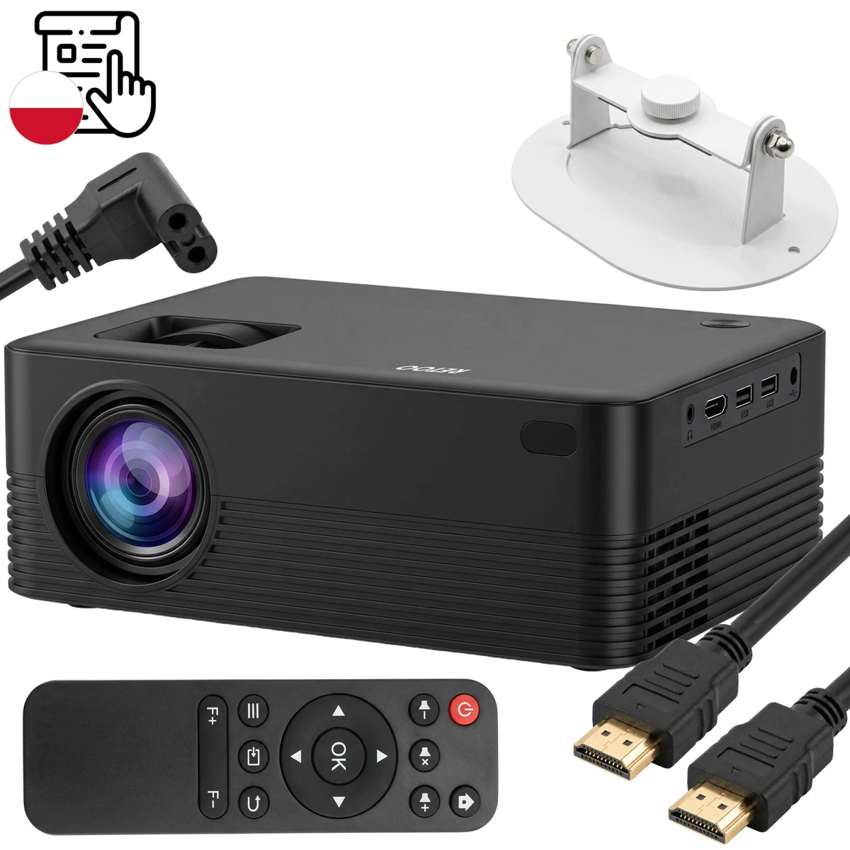 „Retoo“ projektorius su „Android“, „Wi-Fi“, „Full HD“, 9000 lm, 4K UHD palaikymu ir „Bluetooth“