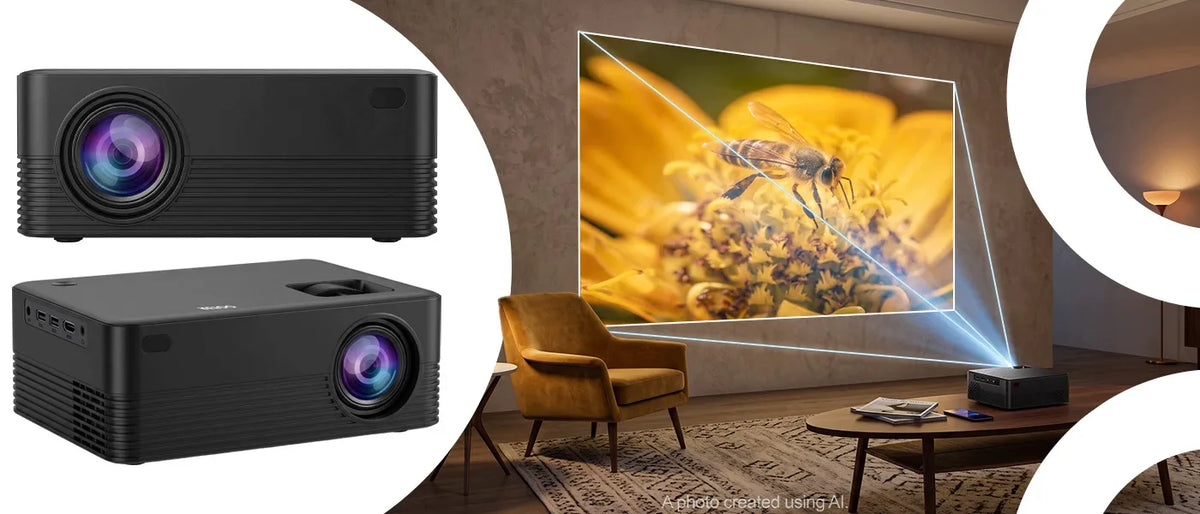 „Retoo“ projektorius su „Android“, „Wi-Fi“, „Full HD“, 9000 lm, 4K UHD palaikymu ir „Bluetooth“