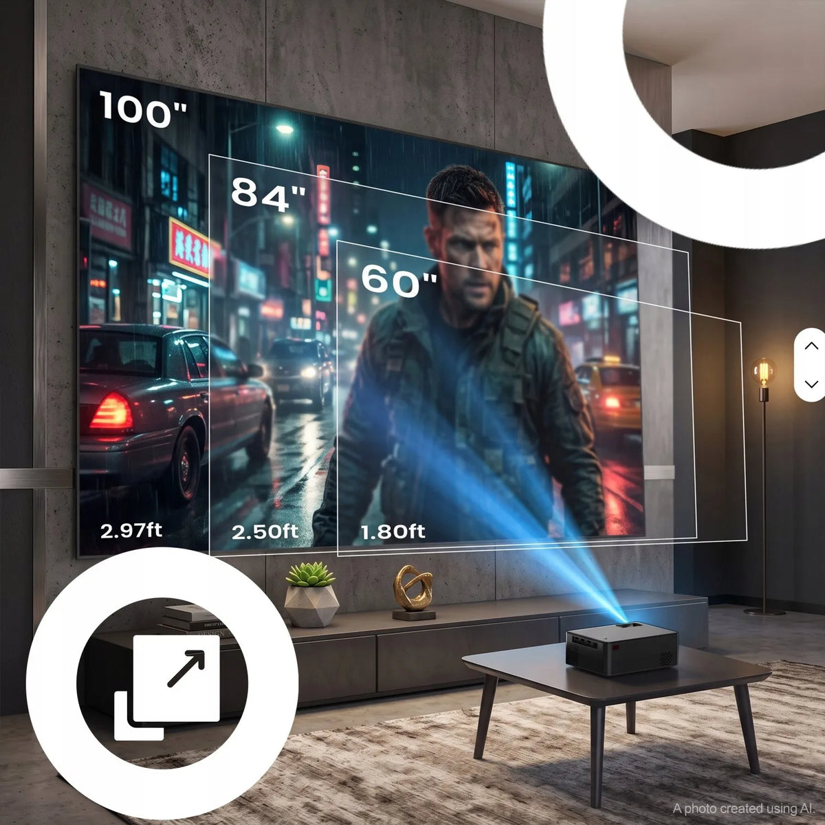 „Retoo“ projektorius su „Android“, „Wi-Fi“, „Full HD“, 9000 lm, 4K UHD palaikymu ir „Bluetooth“