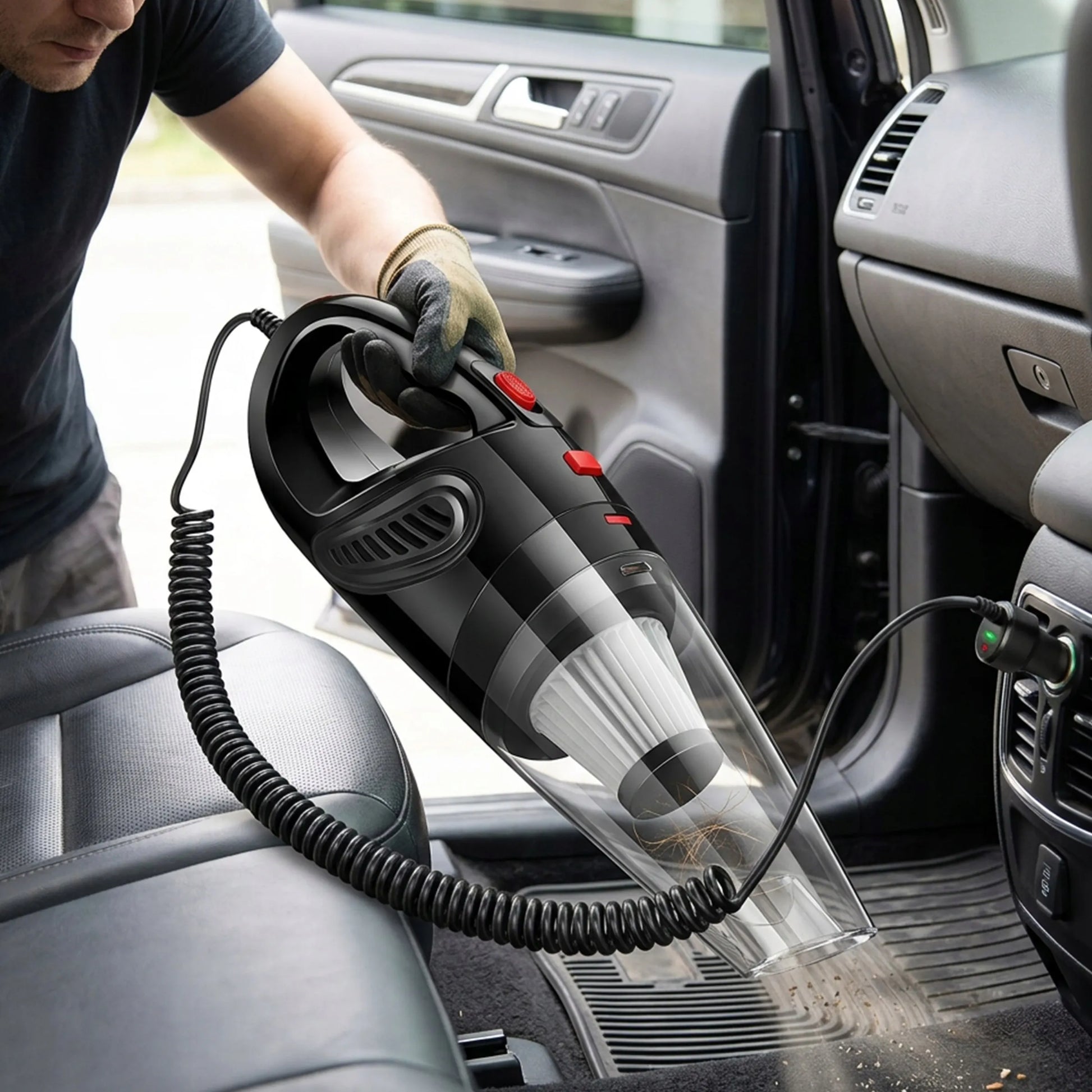 RETOO rankinis automobilinis dulkių siurblys 12 V, 120 W, 4200 Pa, HEPA, galingas, su antgalių rinkiniu