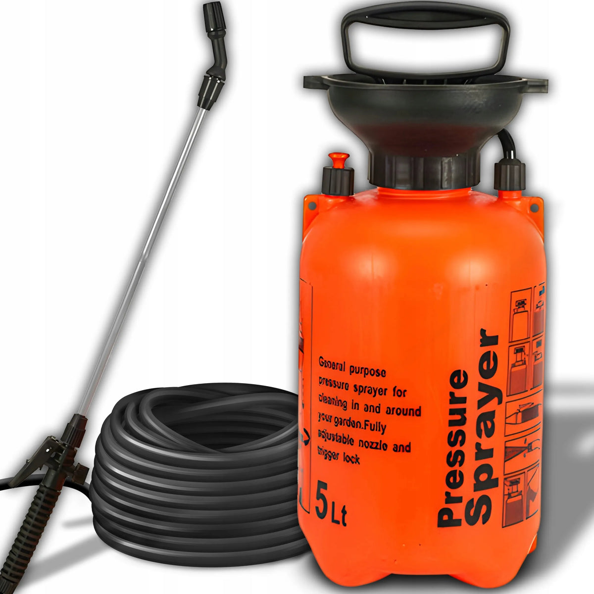 RETOO rankinis slėginis sodo purkštuvas augalams su ilgu 58 cm vamzdeliu, 5 l