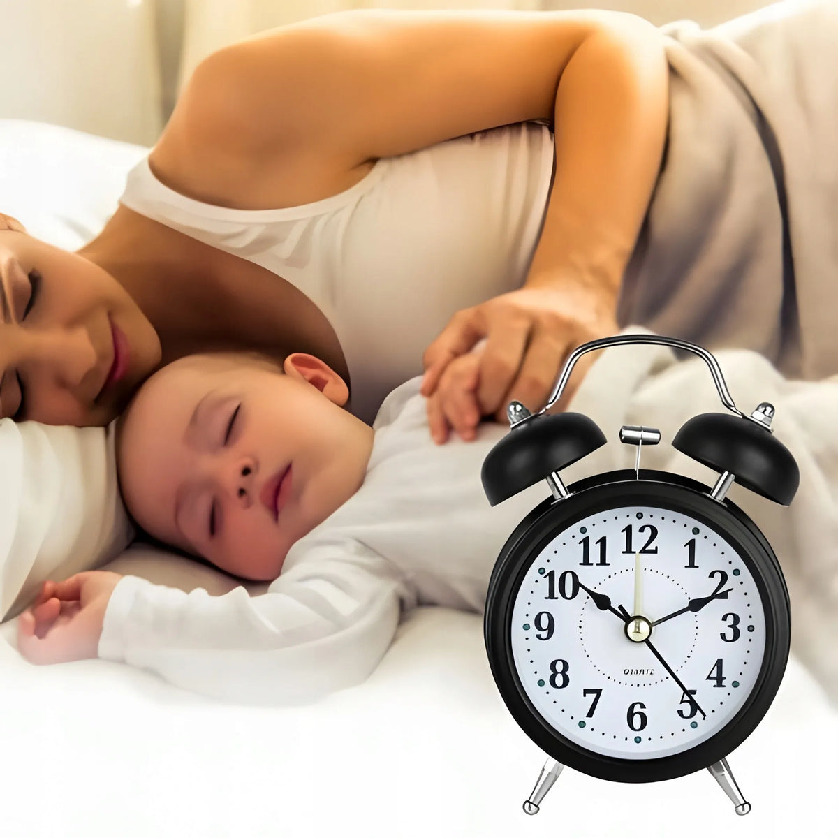 RETOO retro klasikinis metalinis žadintuvas su dvigubu varpeliu, garsus signalas