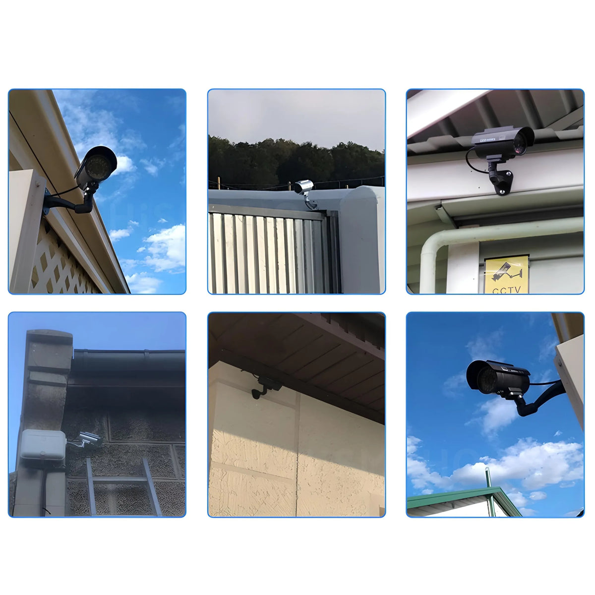 RETOO saulės energija maitinamas CCTV kameros muliažas su mirksinčiu LED indikatoriumi, juodas