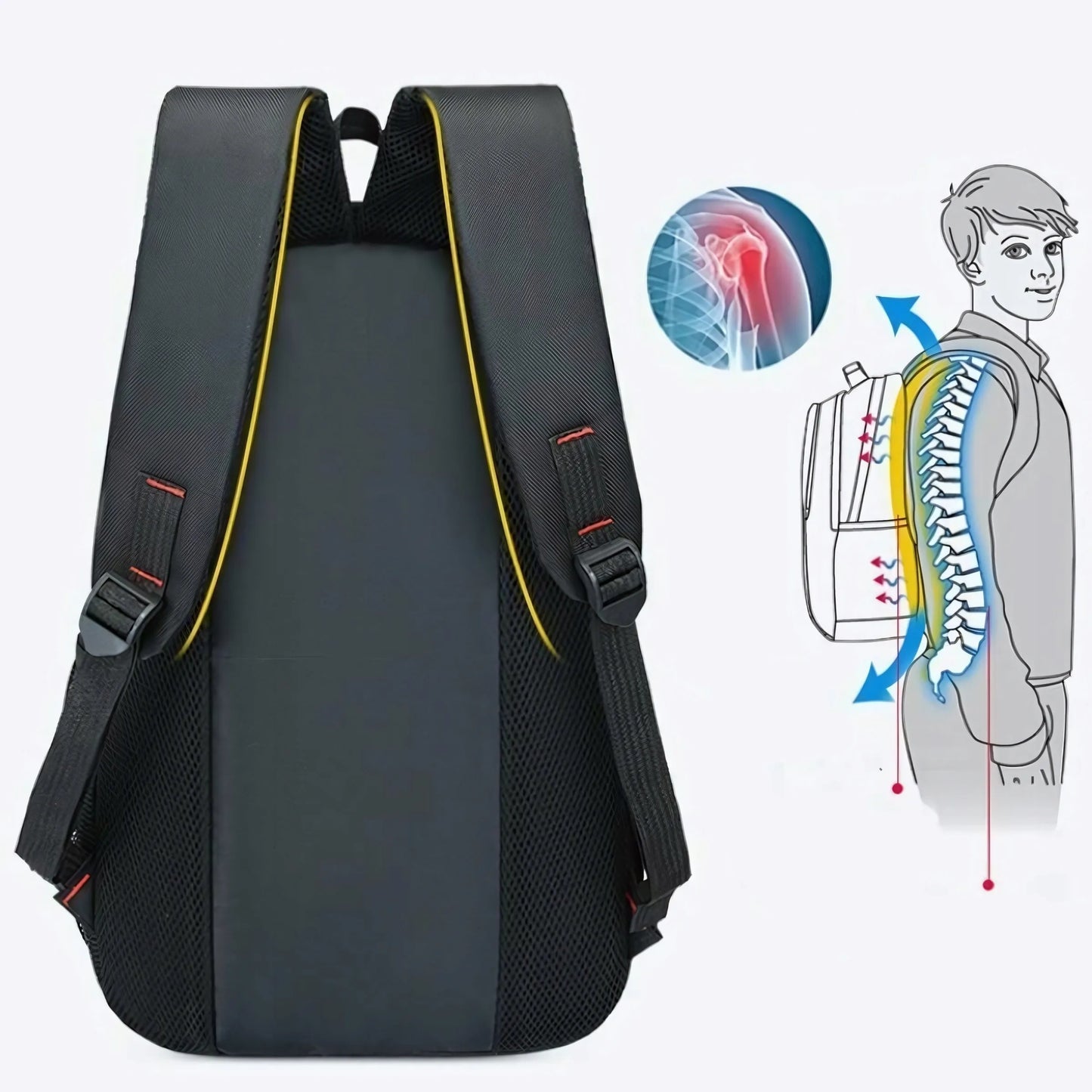 RETOO SR283 vyriška ir moteriška miesto kuprinė darbui bei mokyklai, juoda, 30 l, atspari drėgmei