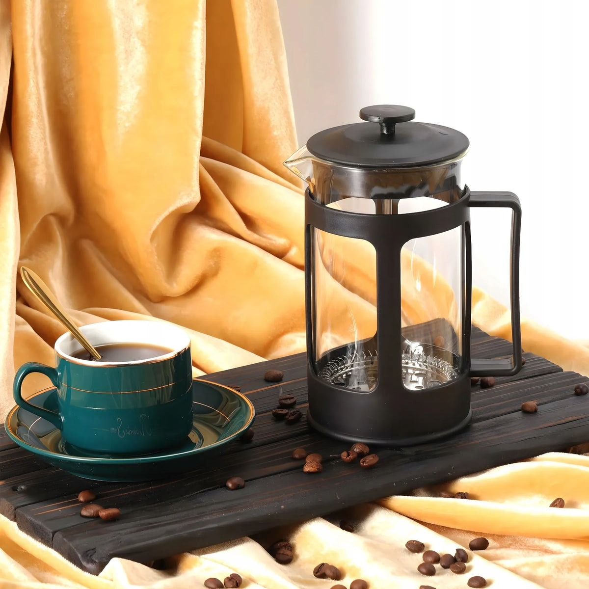 RETOO stiklinis French Press kavos ir arbatos plikiklis, 1 l