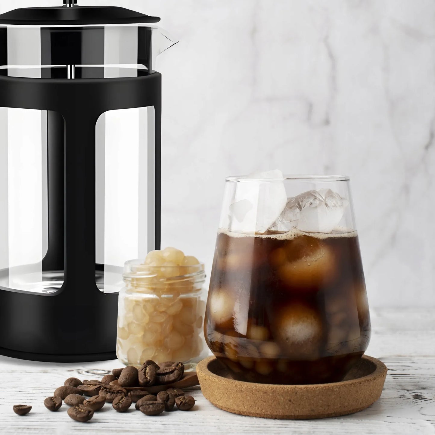 RETOO stiklinis French Press kavos ir arbatos plikiklis, 1 l