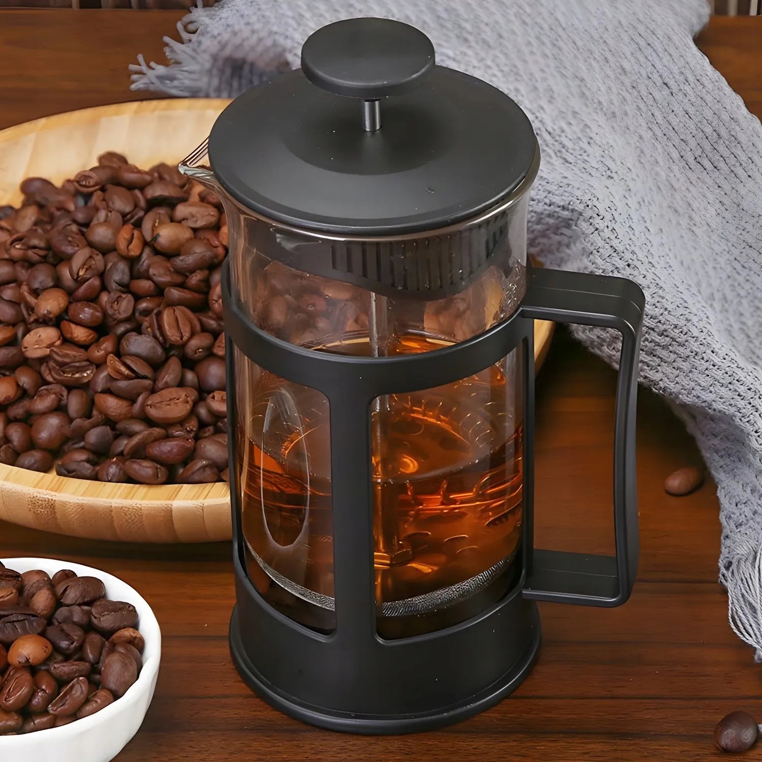 RETOO stiklinis French Press kavos ir arbatos plikiklis, 1 l