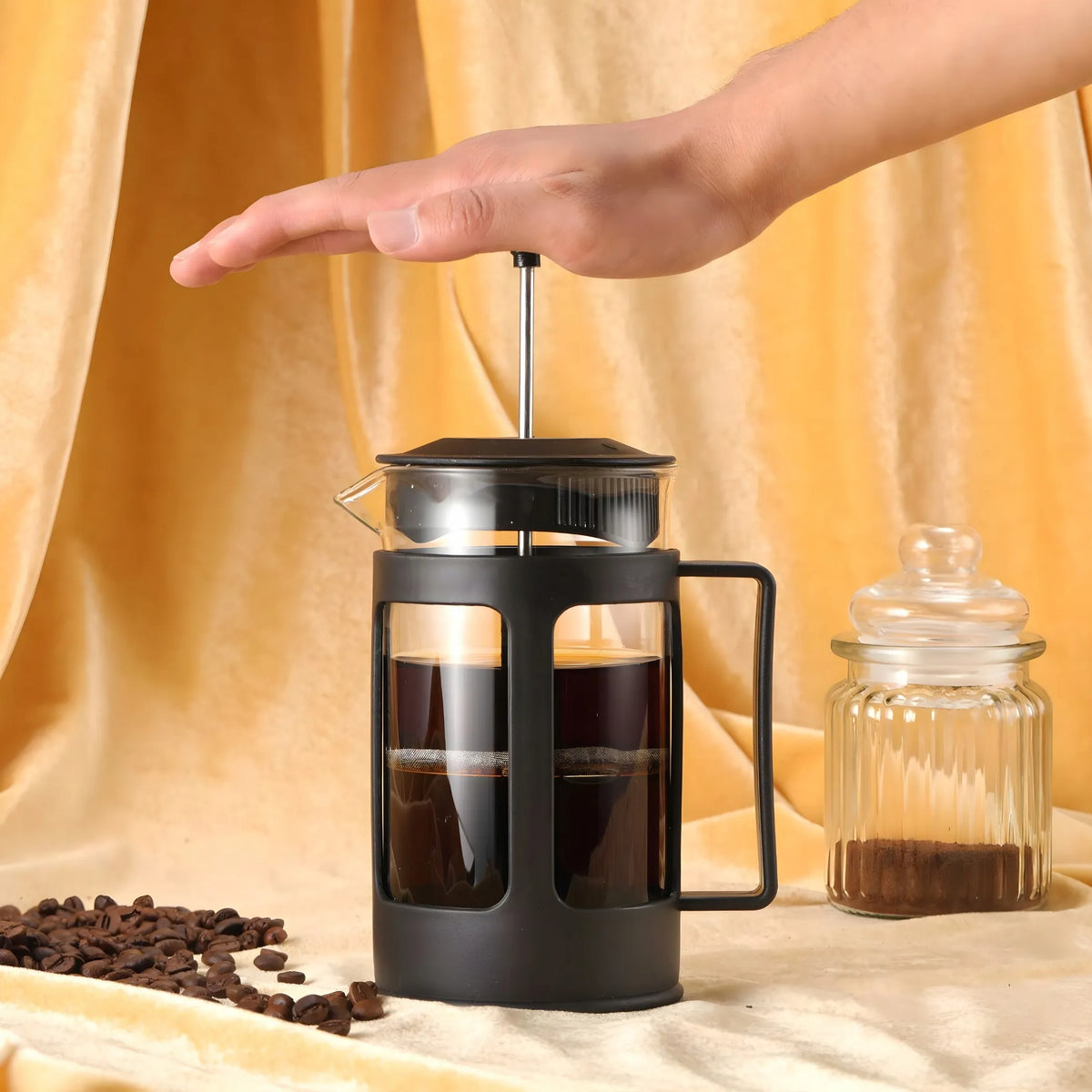 RETOO stiklinis French Press kavos ir arbatos plikiklis, 1 l