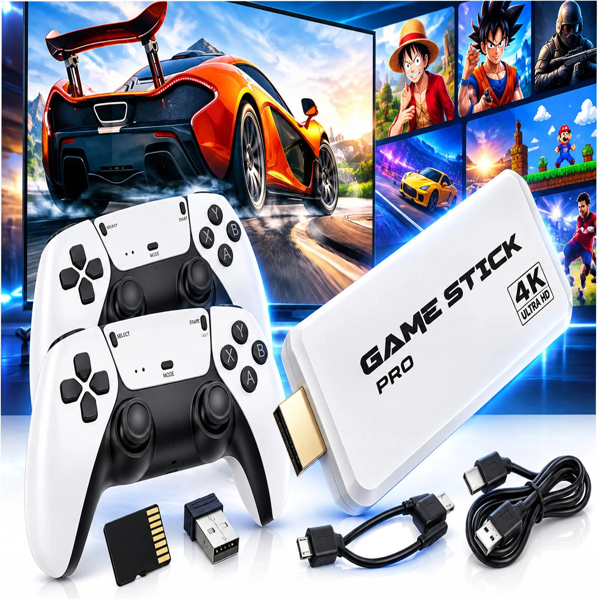 Retro žaidimų konsolė „GAME STICK PRO 2026R“, HDMI, 2 valdikliai, lenkiškas meniu, 64 GB