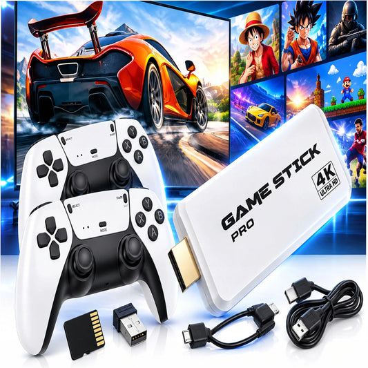 Retro žaidimų konsolė „GAME STICK PRO 2026R“, HDMI, 2 valdikliai, lenkiškas meniu, 64 GB