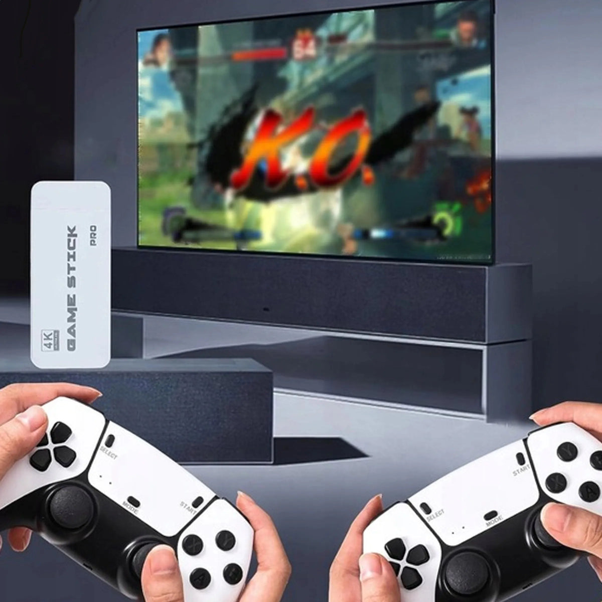 Retro žaidimų konsolė „GAME STICK PRO 2026R“, HDMI, 2 valdikliai, lenkiškas meniu, 64 GB