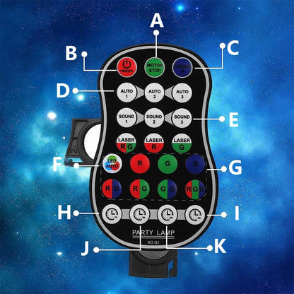 RGB lazerinis diskotekų projektorius su nuotolinio valdymo pultu