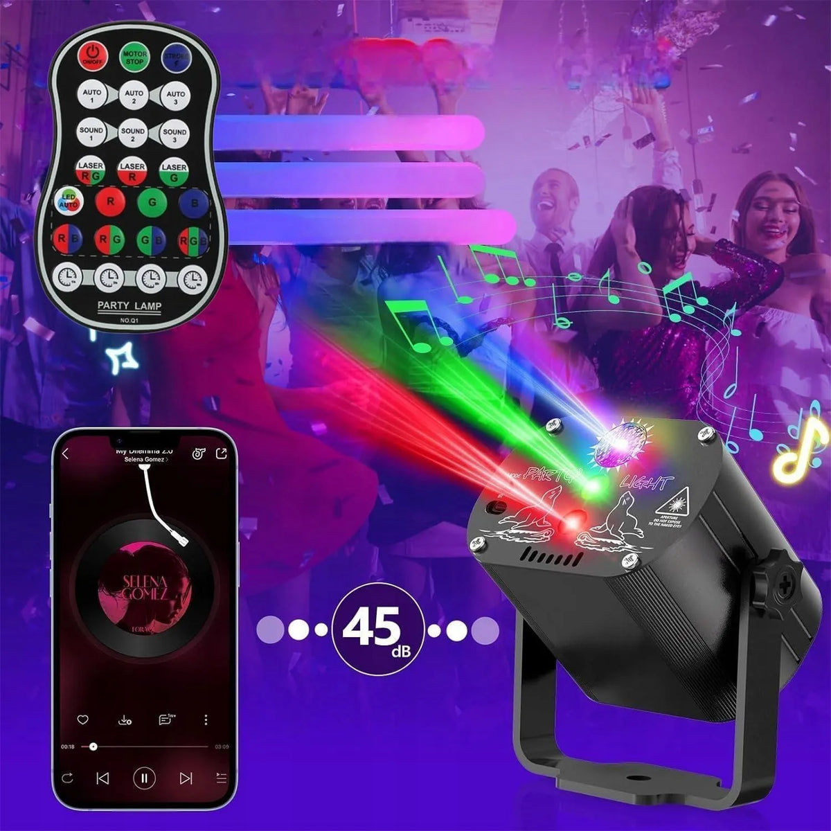 RGB lazerinis diskotekų projektorius su nuotolinio valdymo pultu