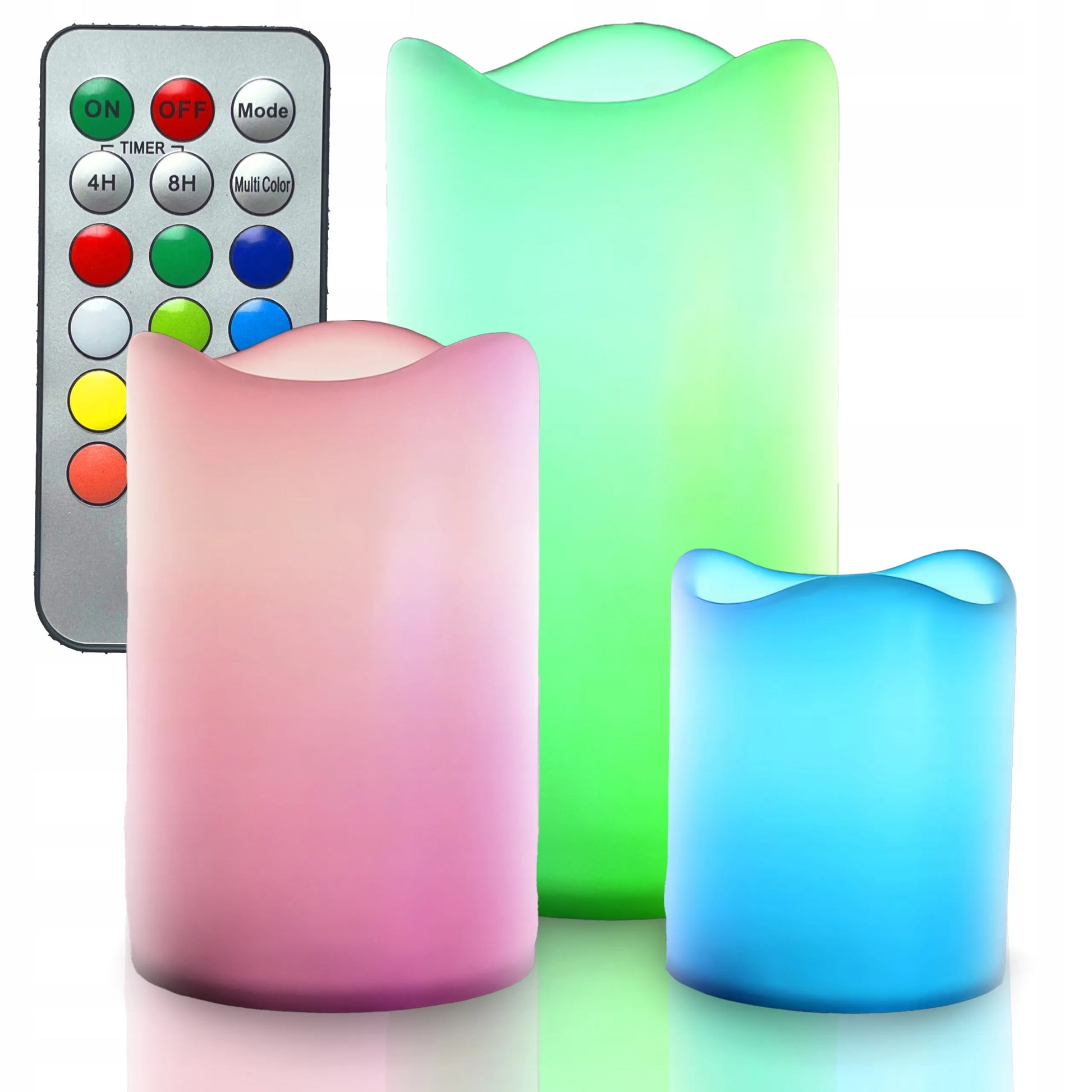 RGB LED dekoratyvinių žvakių rinkinys, 3 vnt., šviečiančios dekoracijos su nuotolinio valdymo pulteliu