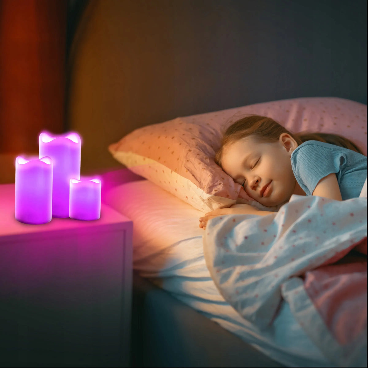 RGB LED dekoratyvinių žvakių rinkinys, 3 vnt., šviečiančios dekoracijos su nuotolinio valdymo pulteliu