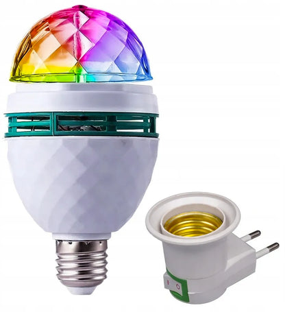 RGB LED diskotekinė lemputė su E27 cokoliu