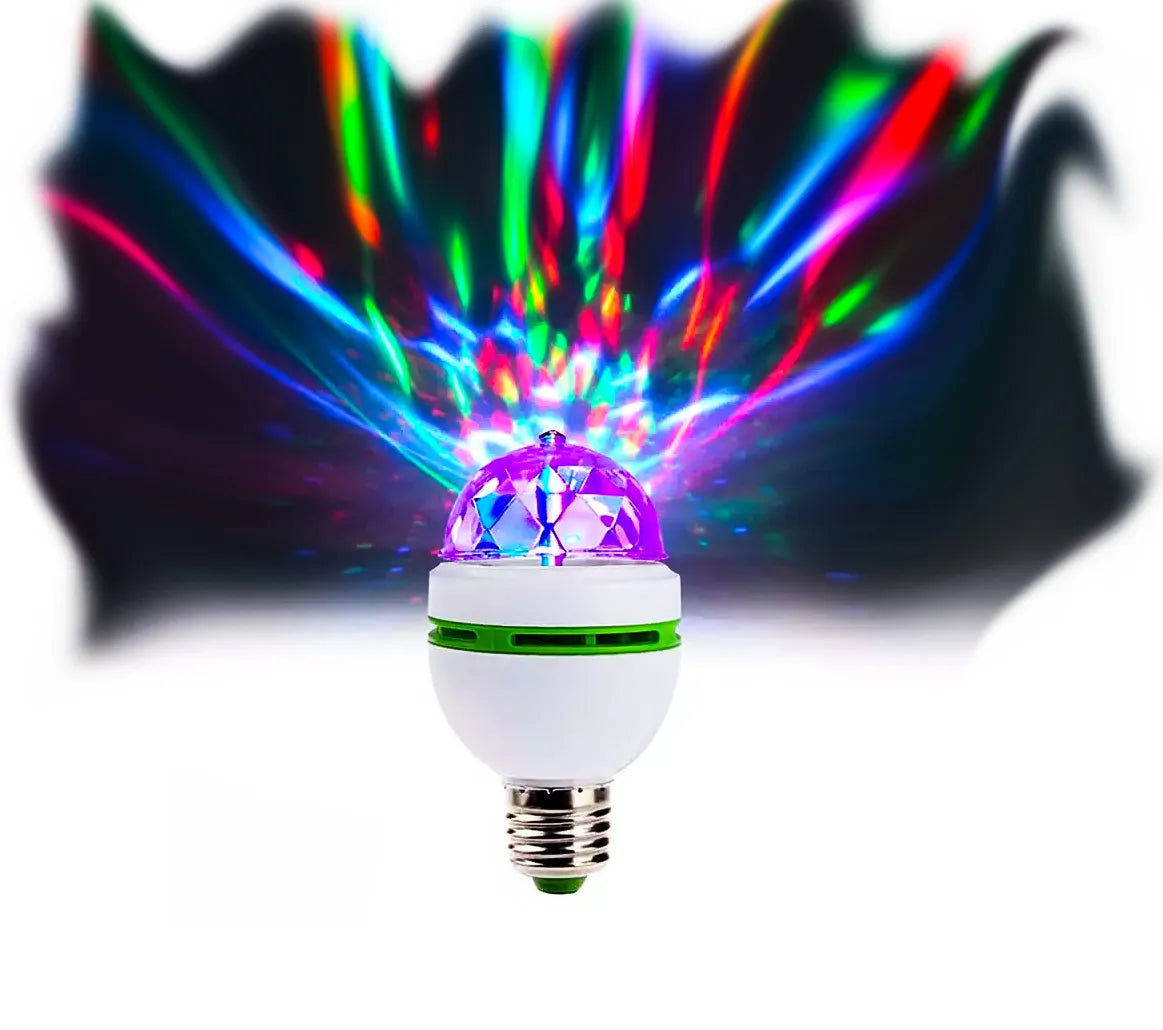 RGB LED diskotekinė lemputė su E27 cokoliu