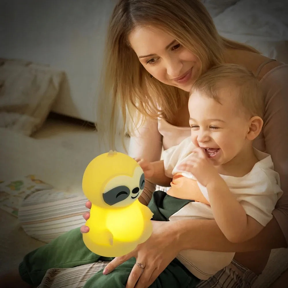 RGB Silikoninė Naktinė Lempa Vaikams su Pulteliu
