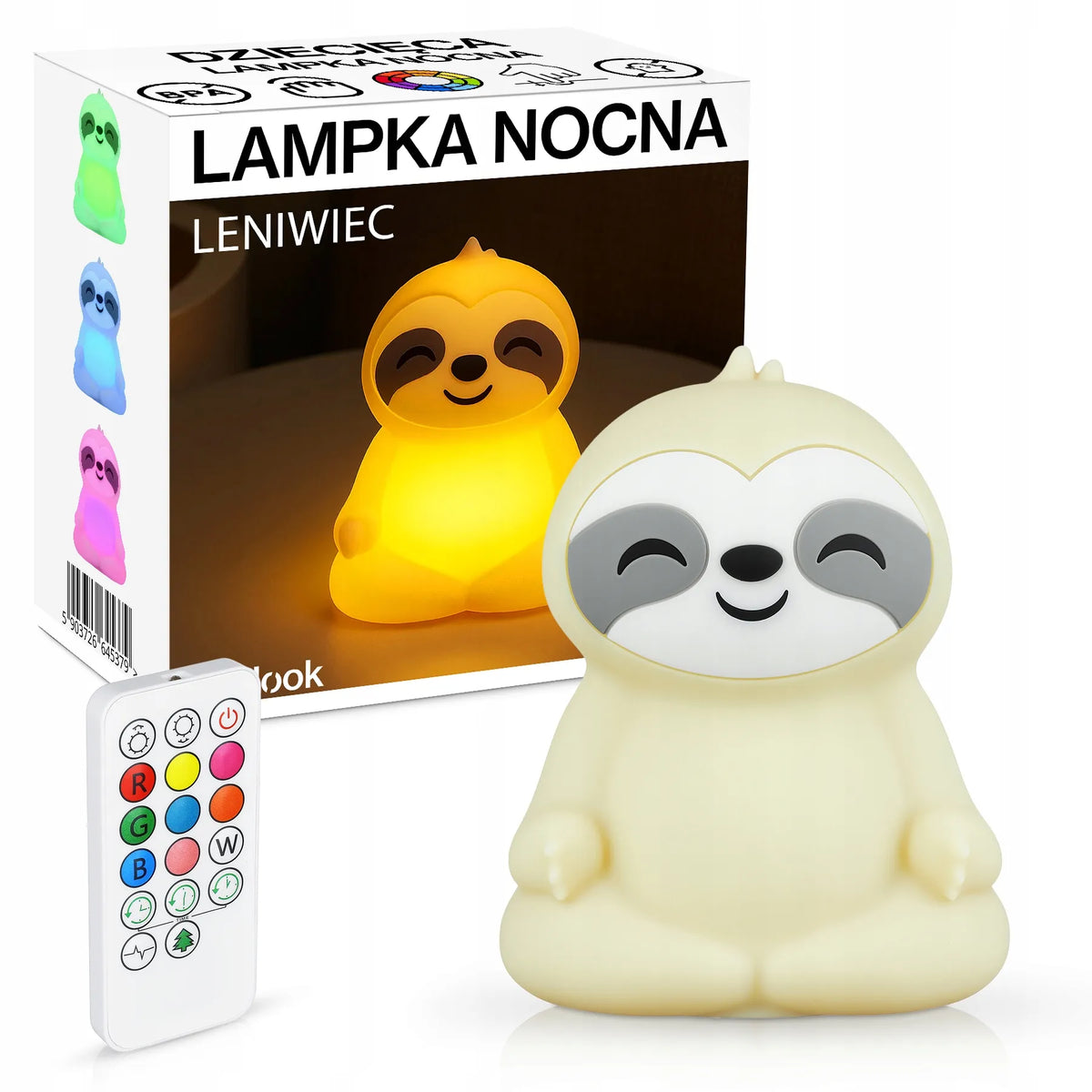 RGB Silikoninė Naktinė Lempa Vaikams su Pulteliu