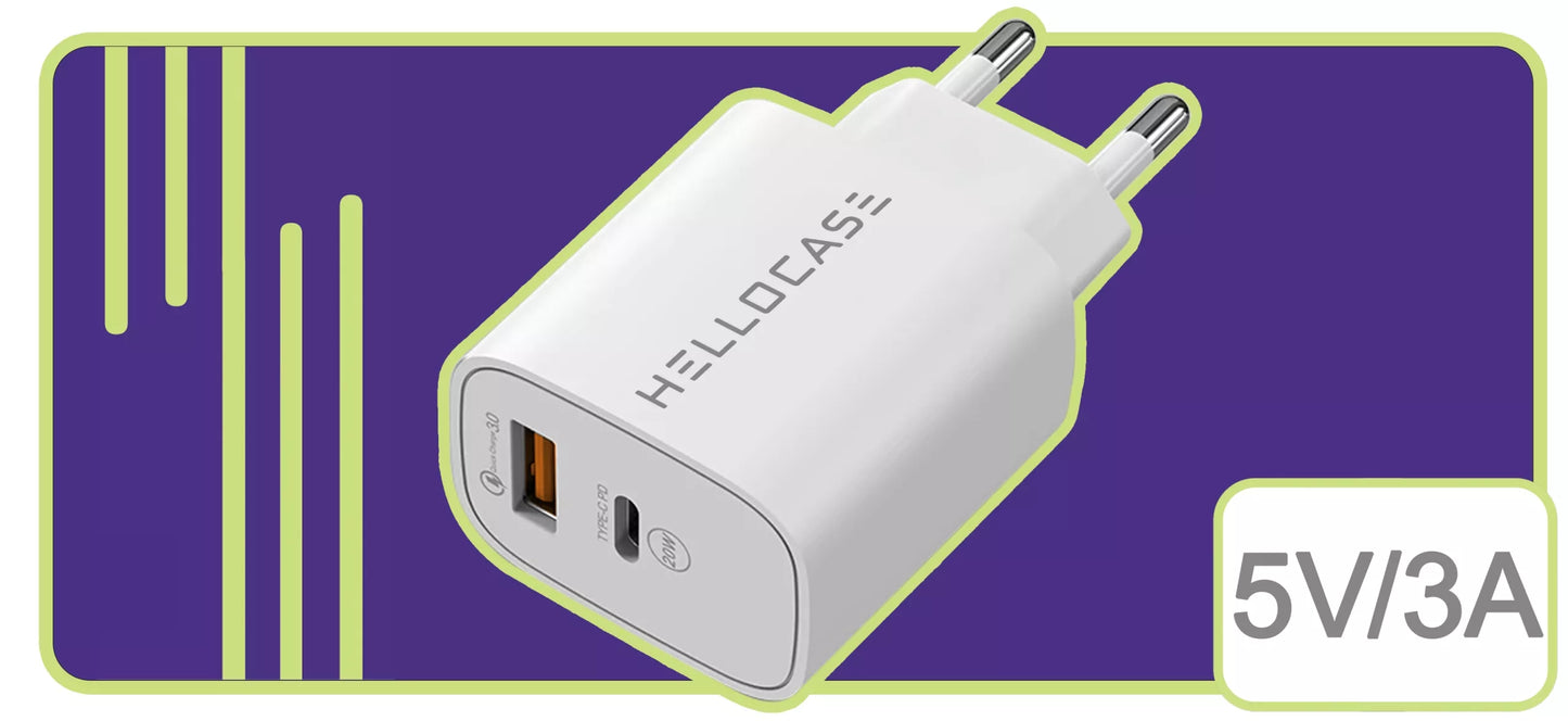 Rinkinys | Greitas sieninis USB TYPE-C įkroviklis + TYPE C laidas | PD20W 3000mA