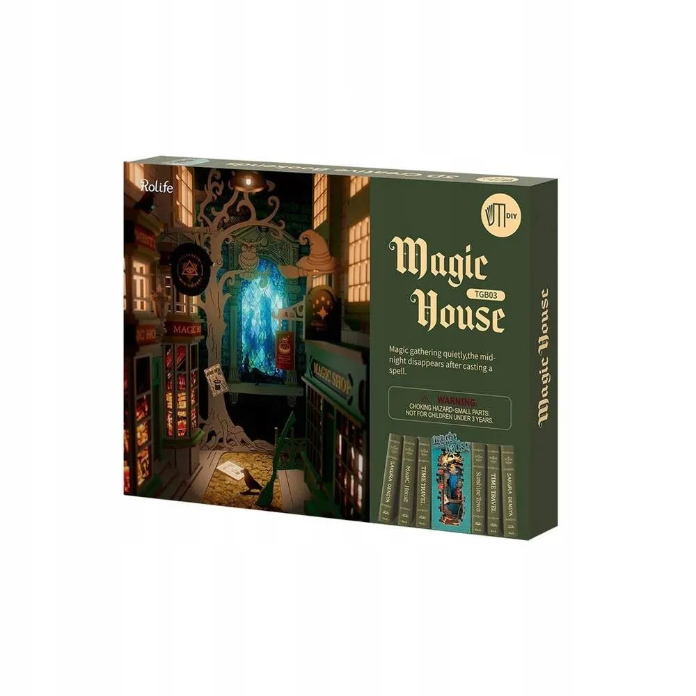 „Robotime“ medinis 3D modelis „Magiškas namelis“ – surenkamas „Book Nook“ rinkinys, dovana