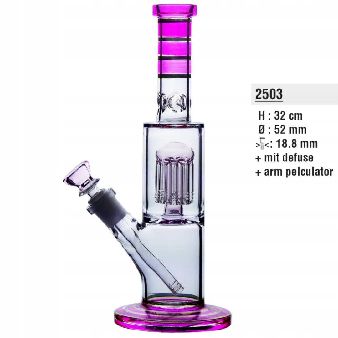 Rožinis 32 cm stiklinis vandens bongas su ledo vieta ir filtracija
