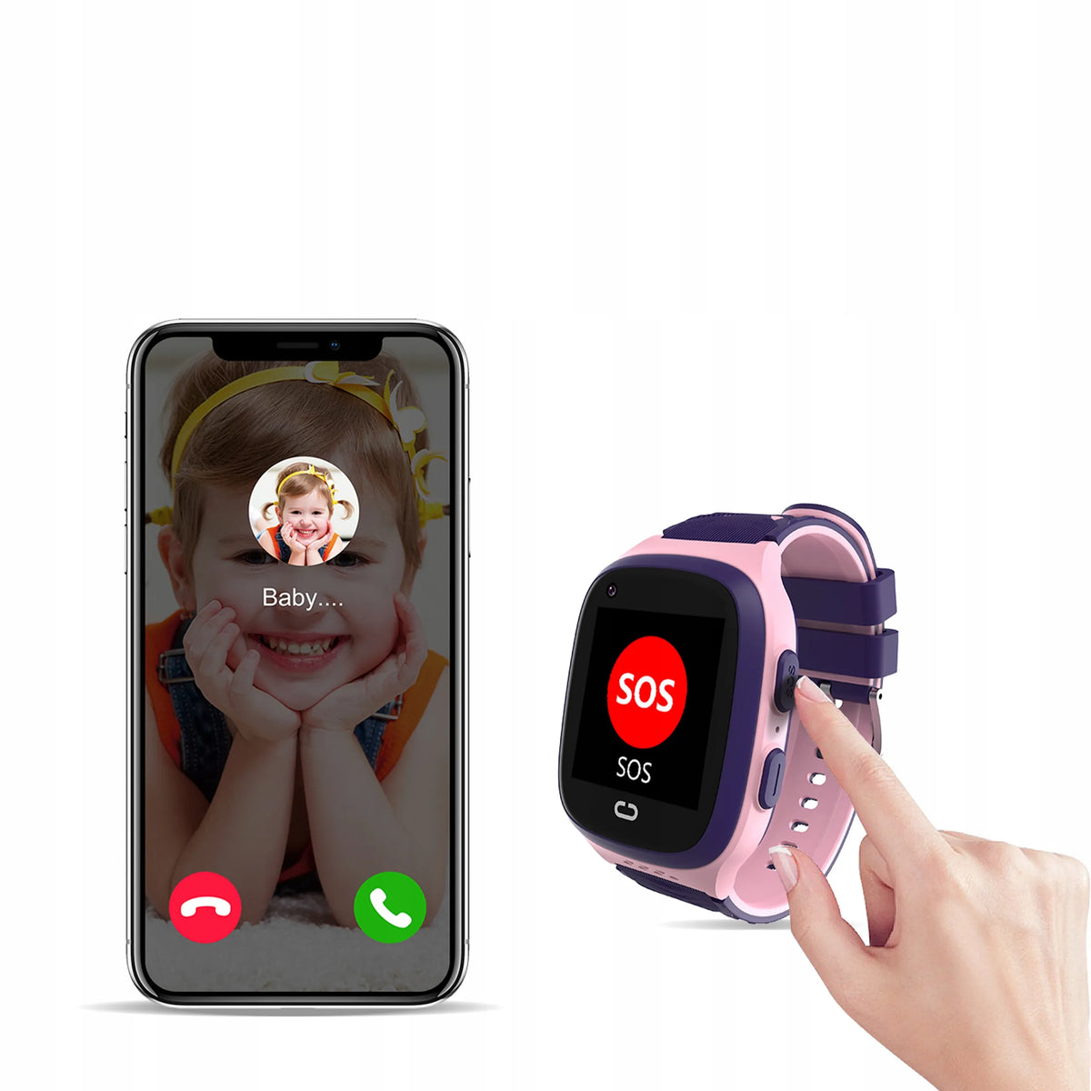 Rožinis vaikų išmanusis laikrodis „BLOW K18“ su SIM kortele, vaizdo skambučiais, GPS, žaidimais ir SMS
