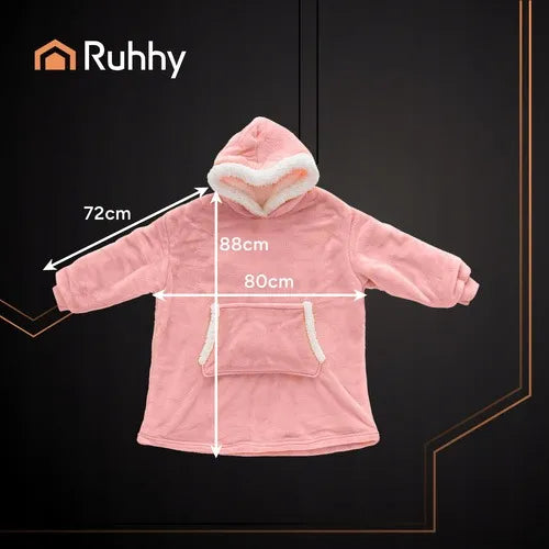 Ruhhy 26144 moteriškas rožinis džemperis-pledas su gobtuvu, oversize, XXL