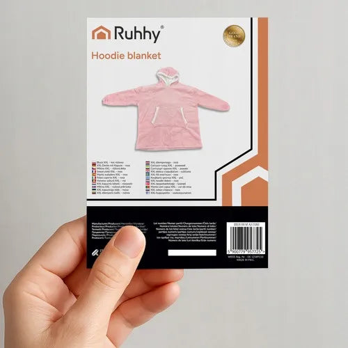 Ruhhy 26144 moteriškas rožinis džemperis-pledas su gobtuvu, oversize, XXL