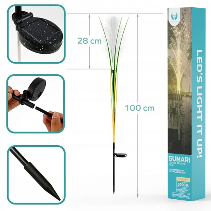 Saulės energija maitinama LED lempa SUNARI FLS-81 dekoratyvinė žolė 3000K 300mAh Li-Ion Forever Light