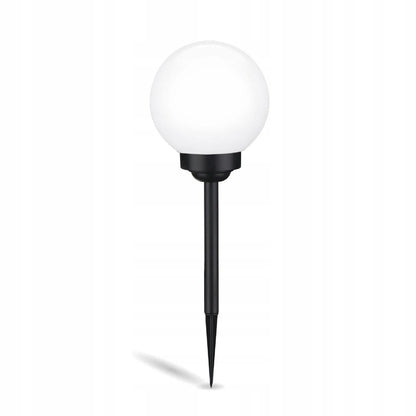Saulės energija maitinamas LED sodo šviestuvas, įsmeigiamas į žemę, baltas rutulys 15 cm RGB