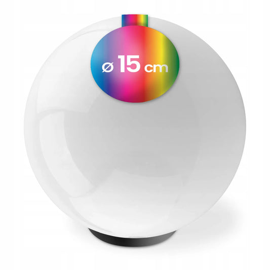 Saulės energija maitinamas LED sodo šviestuvas, įsmeigiamas į žemę, baltas rutulys 15 cm RGB