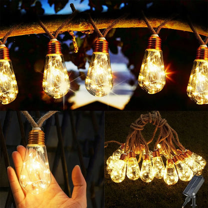 Saulės energija varoma LED girlianda 7,8 m 16 LED lempučių, dekoratyvinis sodo apšvietimas IP65