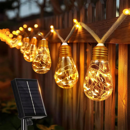 Saulės energija varoma LED girlianda 7,8 m 16 LED lempučių, dekoratyvinis sodo apšvietimas IP65