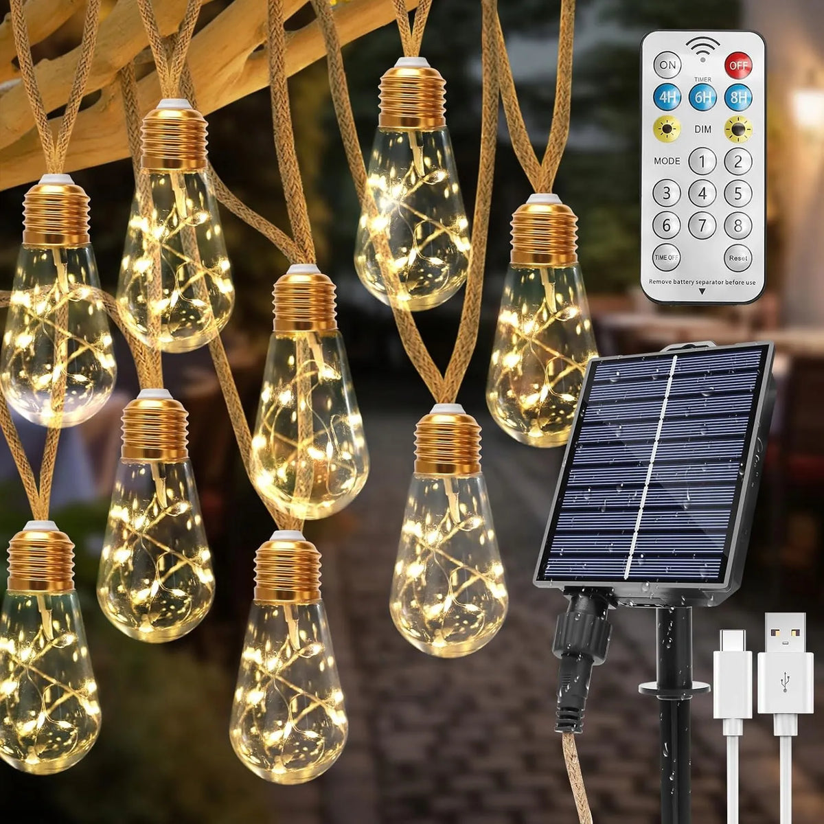 Saulės energija varoma LED girlianda 7,8 m 16 LED lempučių, dekoratyvinis sodo apšvietimas IP65