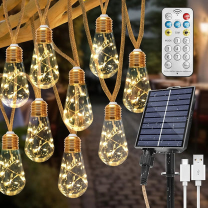 Saulės energija varoma LED girlianda 7,8 m 16 LED lempučių, dekoratyvinis sodo apšvietimas IP65